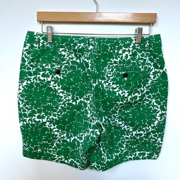 Boden Bermuda Chino Shorts Emerald Green White Floral Pattern Cotton size 10 - Picture 3 of 14
